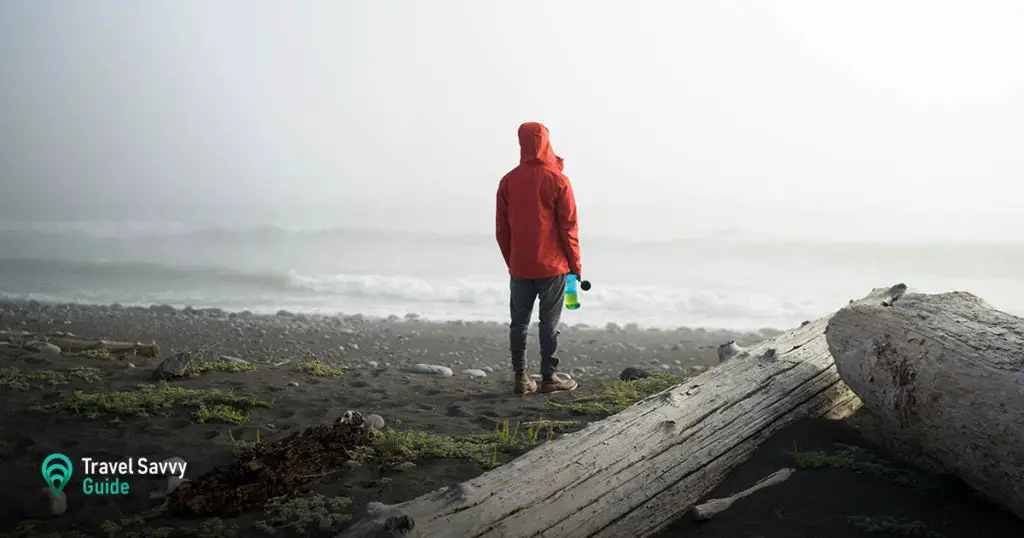 Man staring at see on the Lost Coast Trail