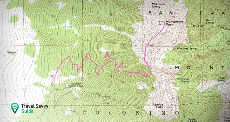 Humphreys Peak hike map