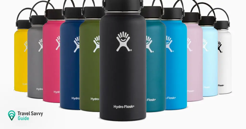 Hydro Flasks various colors on a white background