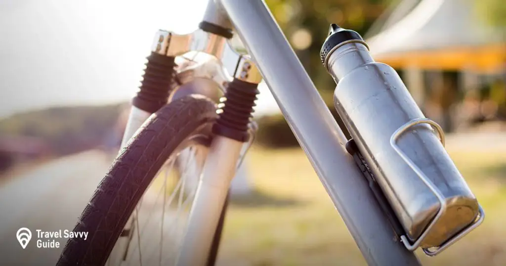 metal flask on a bike