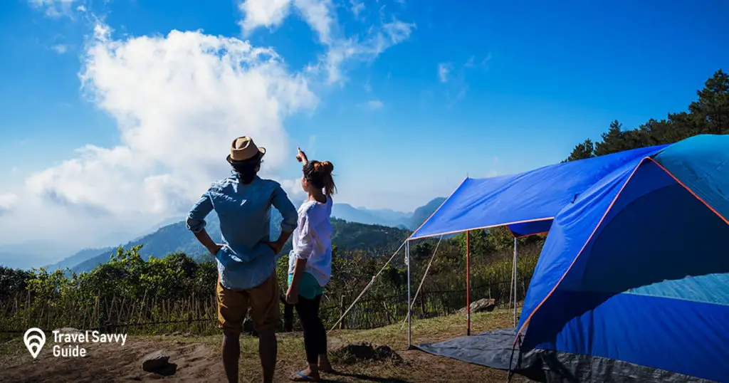 Woman and man on the moutain