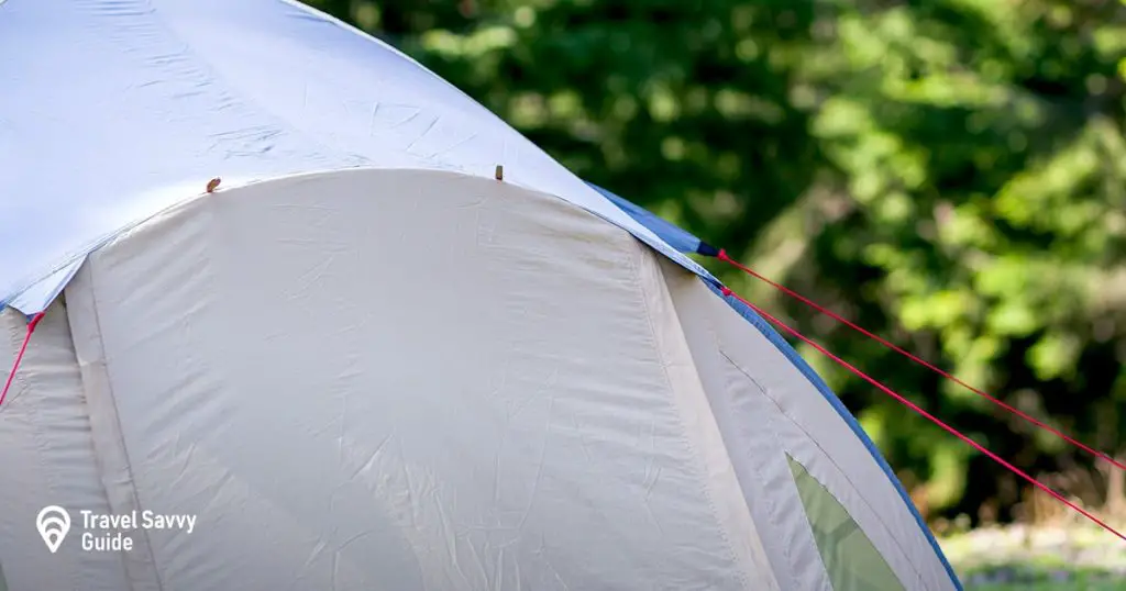 Close-up view of part of a tourist tent