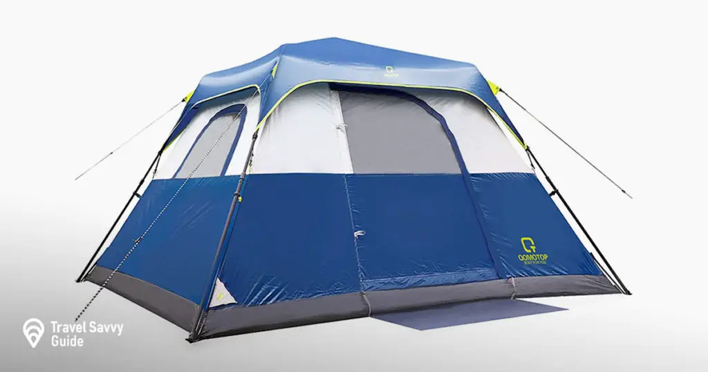 QOMOTOP Camping Tents, 4/6/8/10 Person Instant Set Up Within 1 Minute Tent Equipped with Rainfly and Carry Bag, Water-Proof Pop up Tent with Electric Cord 