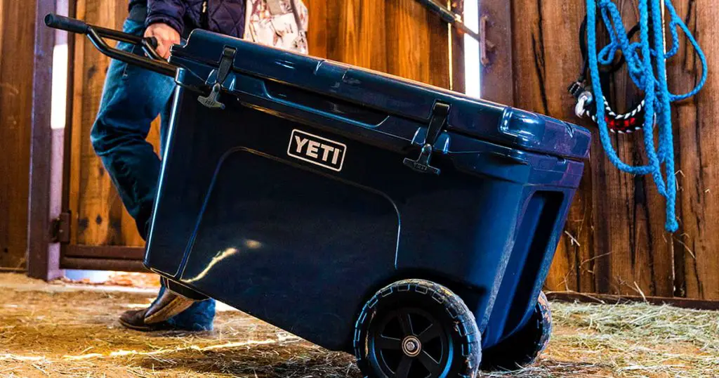 Navy YETI wheeled cooler