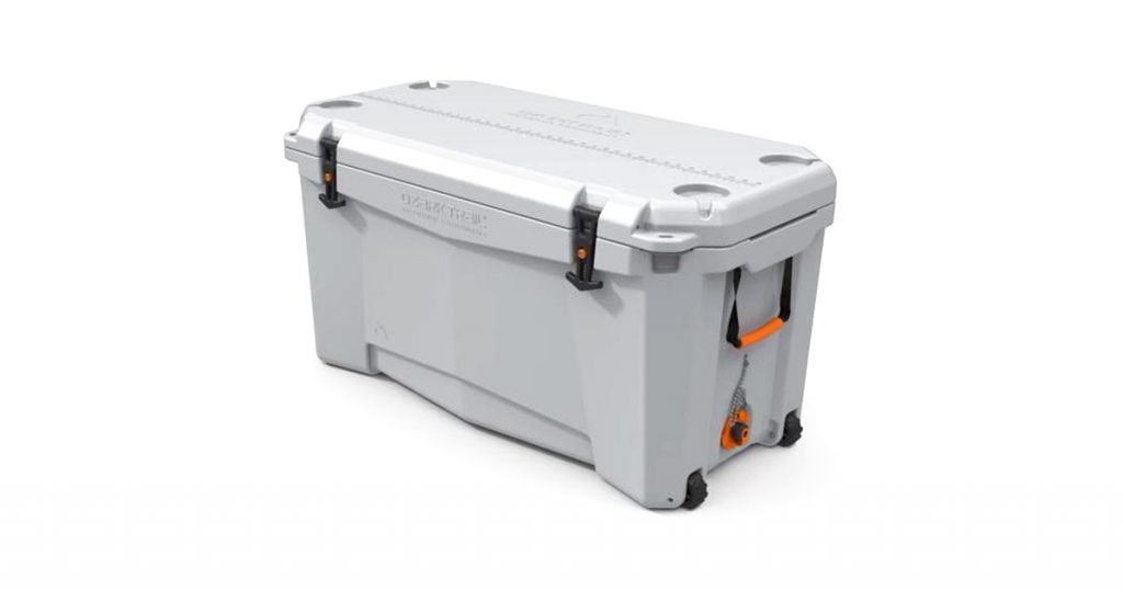 Ozark trail hard-sided wheeled cooler side view