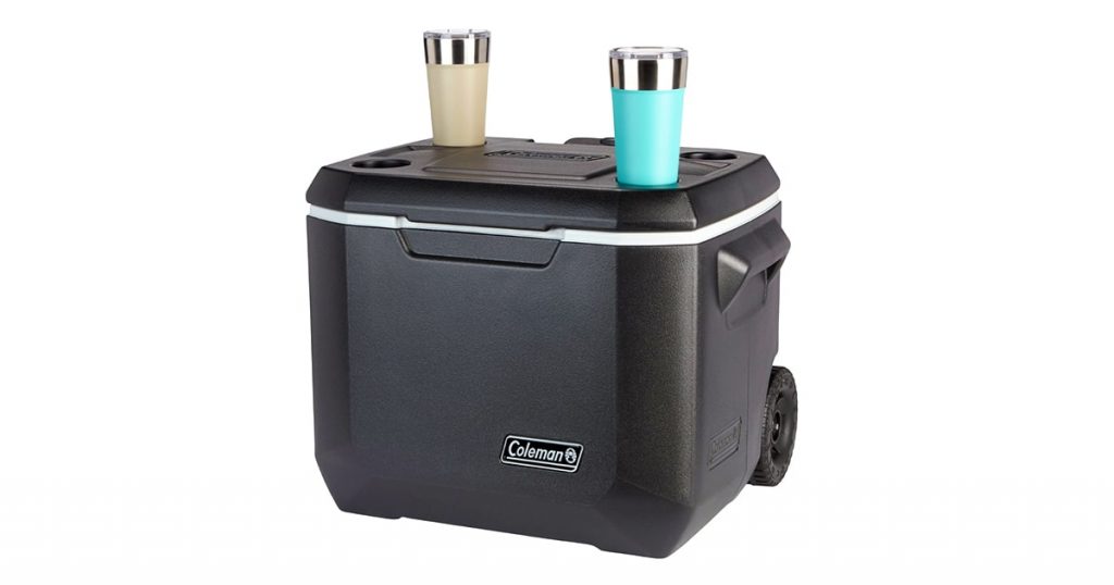 Coleman hard cooler with wheels with cup holders