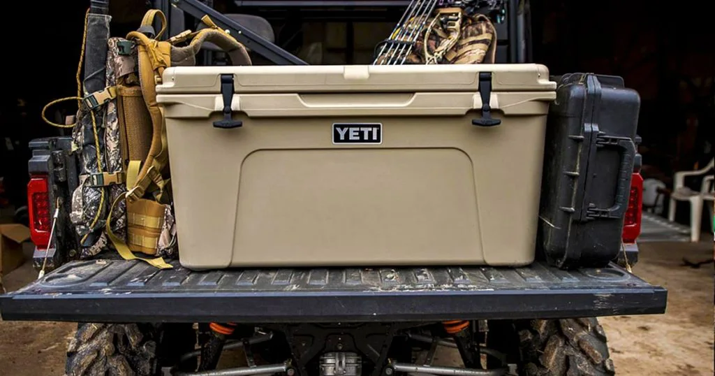 YETI hard cooler on the back of a pickup
