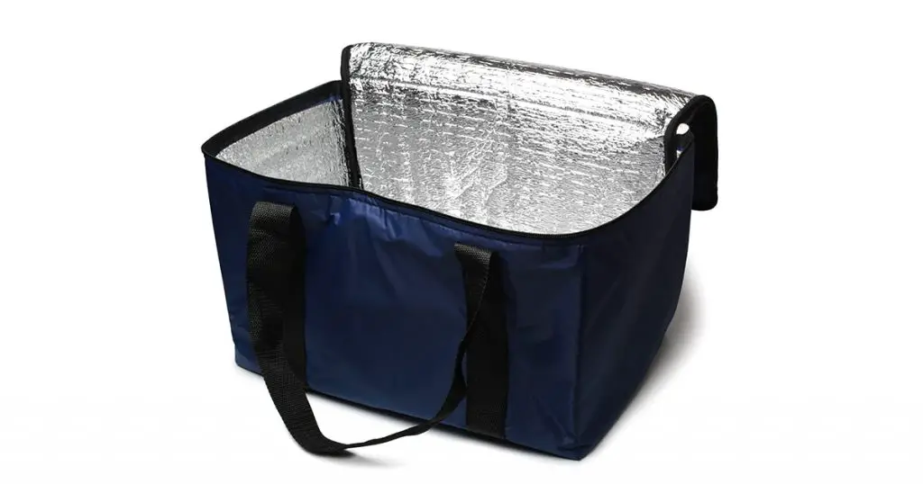 Blue cooler bag on white background