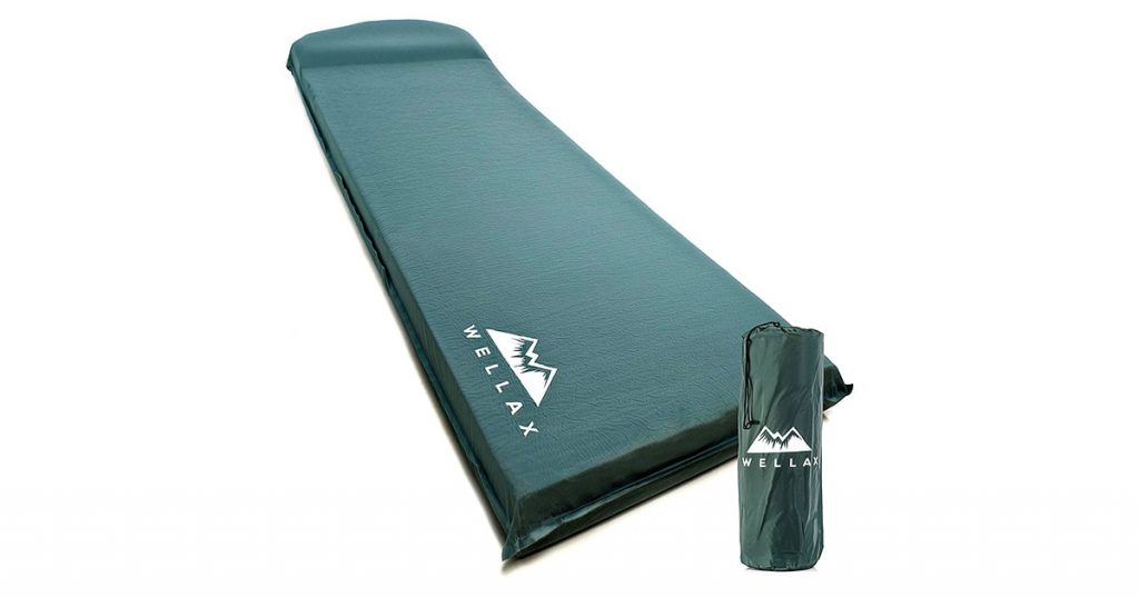 WELLAX UltraThick FlexFoam Sleeping Pad - Self-Inflating 3 Inches Camping Mat for Backpacking, Traveling and Hiking