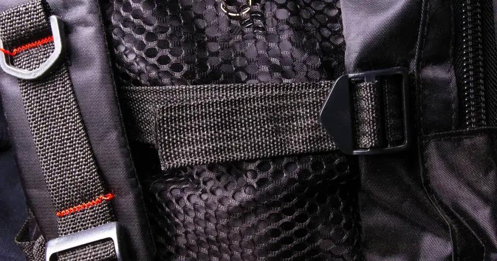 closeup of a pockets in the black backpack