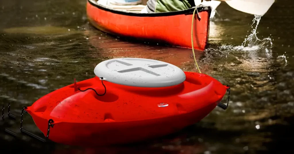 Floating Cooler attached to kayak