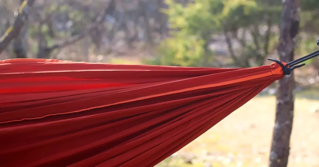 Hammock hanging in a forest