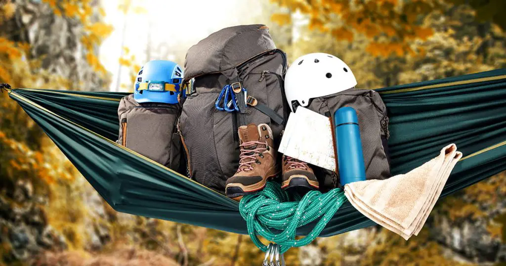 Hammock and autumn trip in mountains