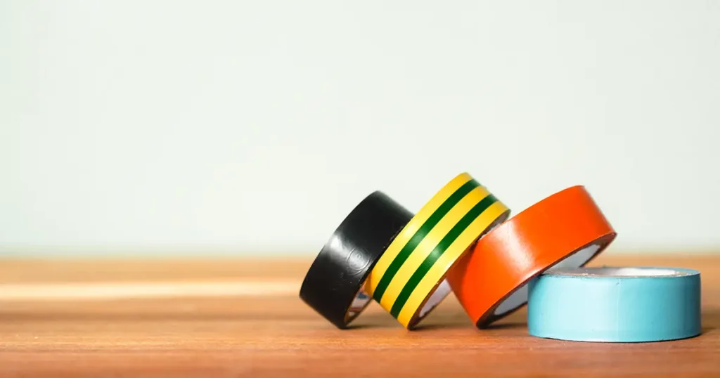 insulation tape of four colors is on the table