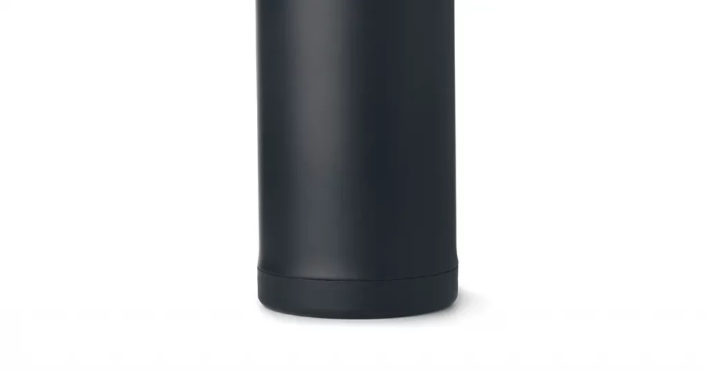 Front view of black thermos flask isolated on white