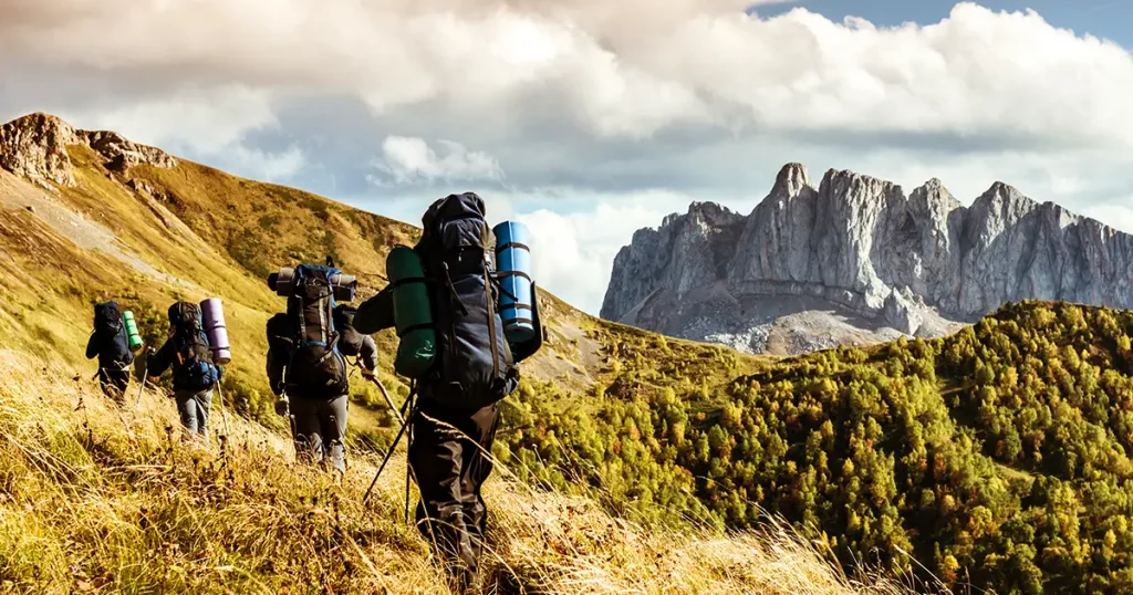 hiking in the mountains