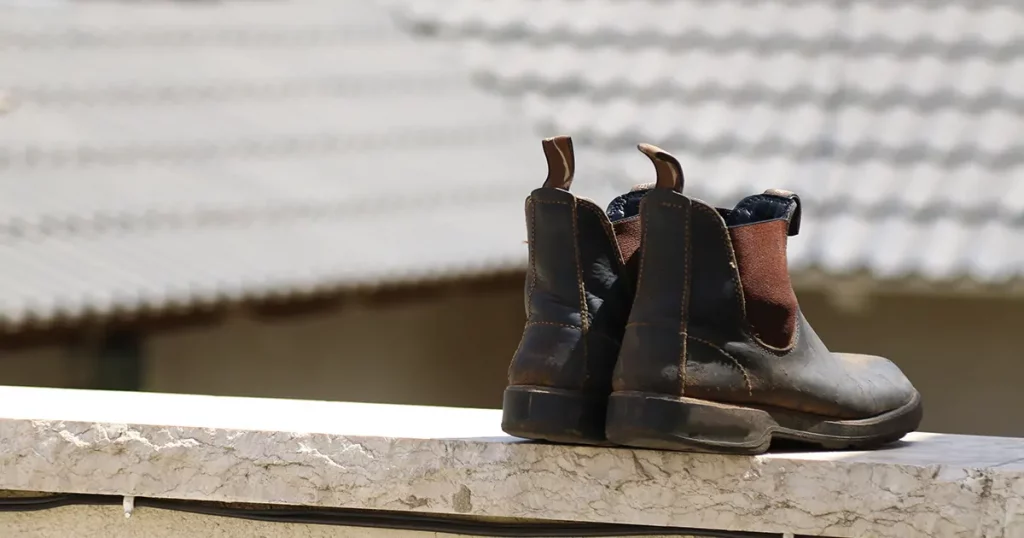 Blundstone boots on the roof