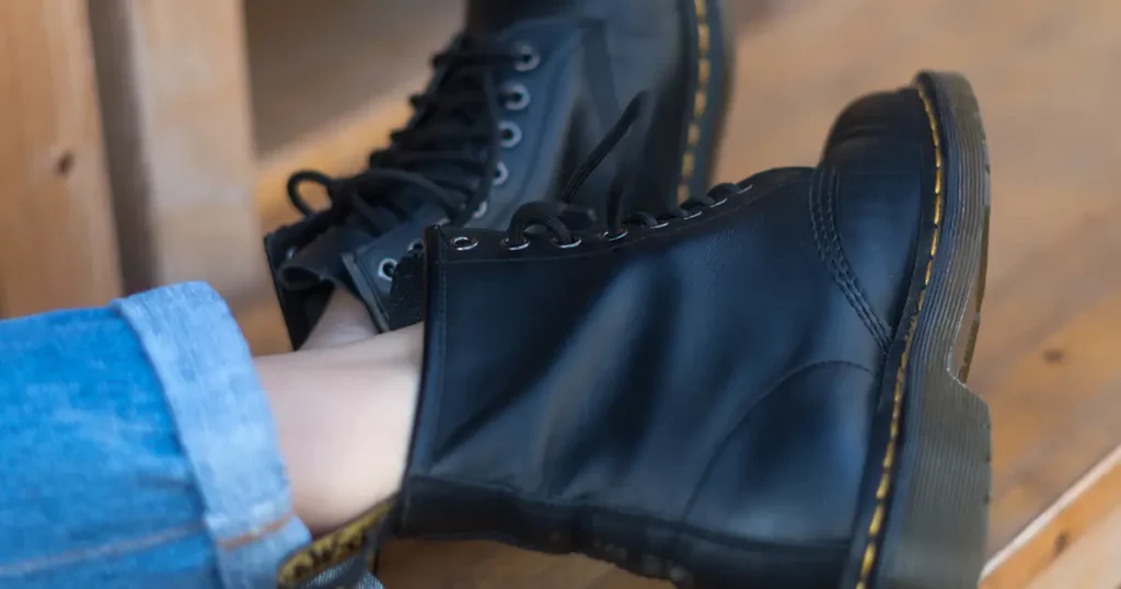 Black lace up combat boots