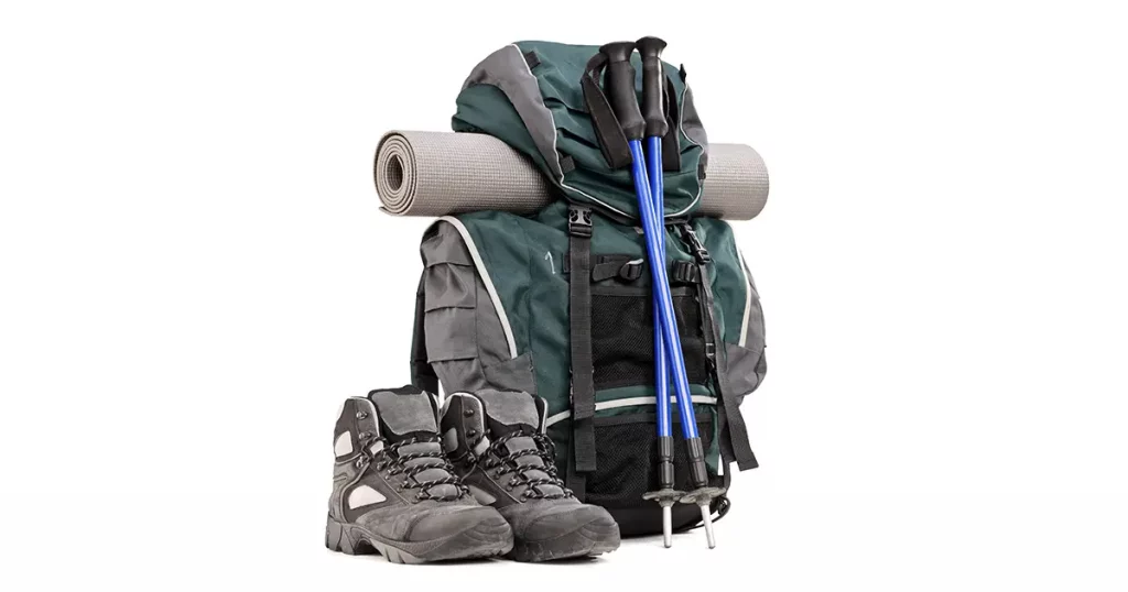 hiking-equipment-rucksack-boots-poles-slipping