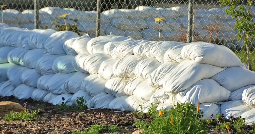 Sandbags around Perimeter of House.