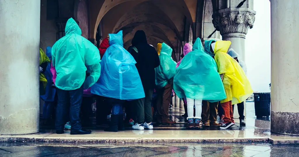 People in raincoats