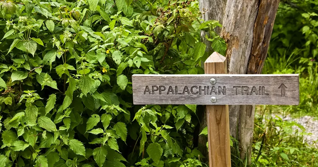 a trail sign marker for the appalachian trail in the great smoky mountains