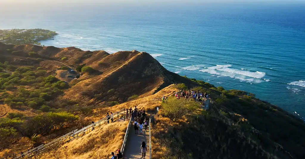 Ocean view from Diamond Head. Oahu, Hawaii.