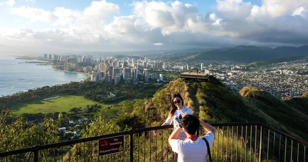 Diamond Head is a popular hiking trail in Hawaii.