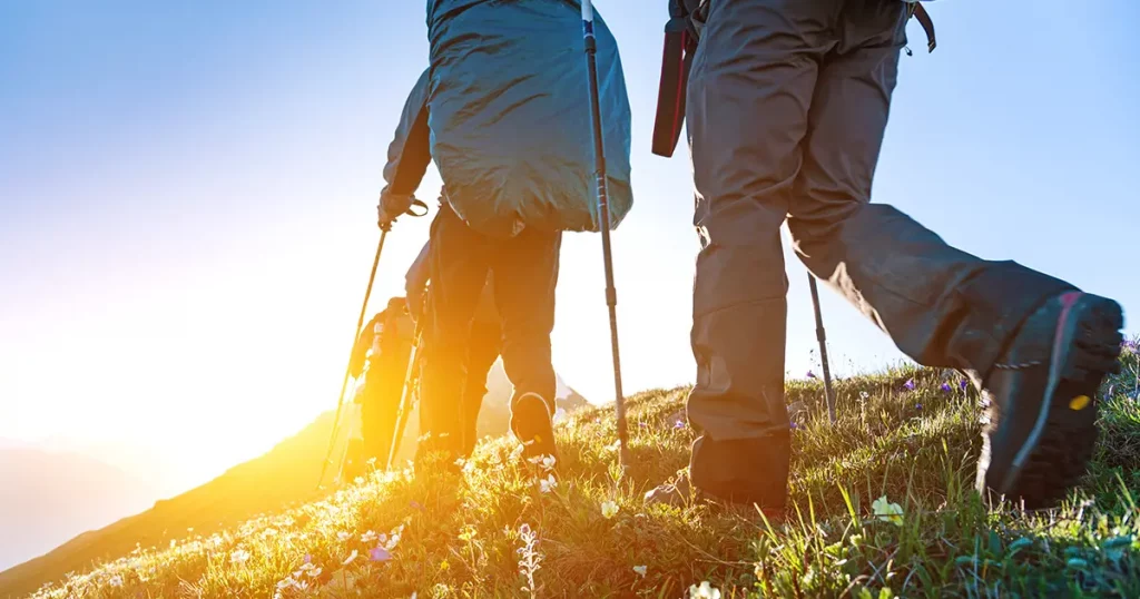 hiking in mountains