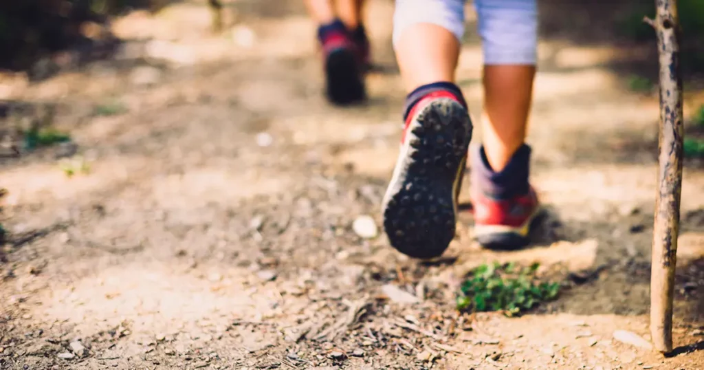 children-hiking-mountains-forest-sport-shoes