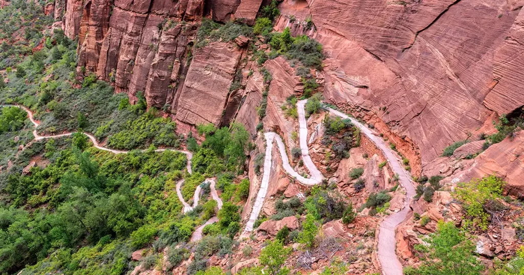 Switchback hiking trail leading up to Angel's Landing in Zion National Park