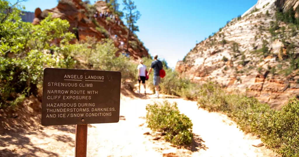 Scene at Angel's Landing trail Zion National Park in Springdale, Utah