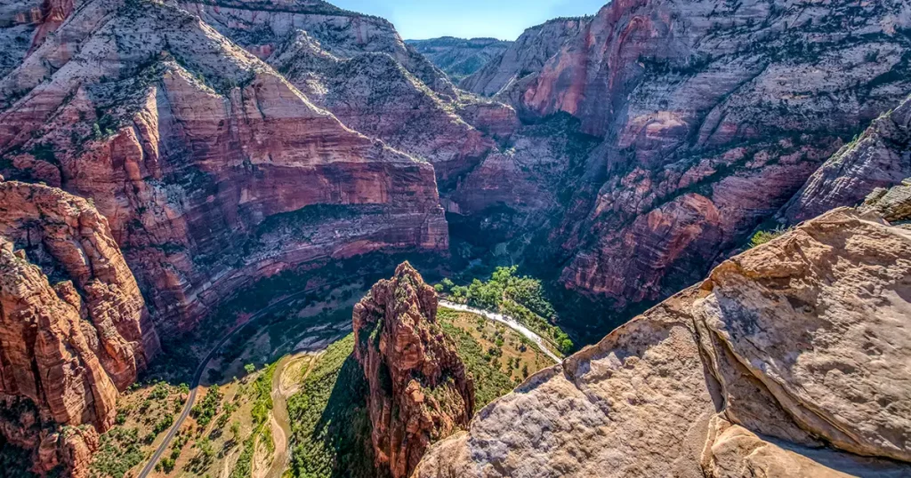 Beautiful View from the top of Angels Landing at Zion National Park