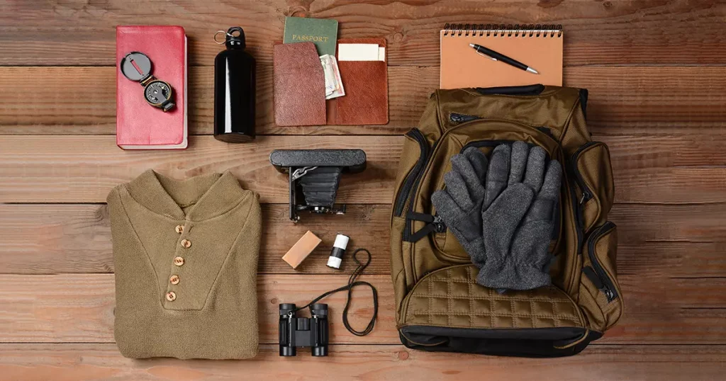 overhead-view-hiking-gear-laid-out