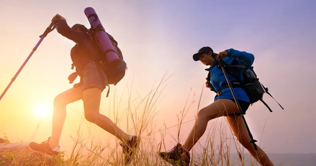 two-young-asian-female-hipster-hiking